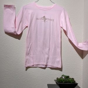 Blue coast, women's long-sleeve tee, pink